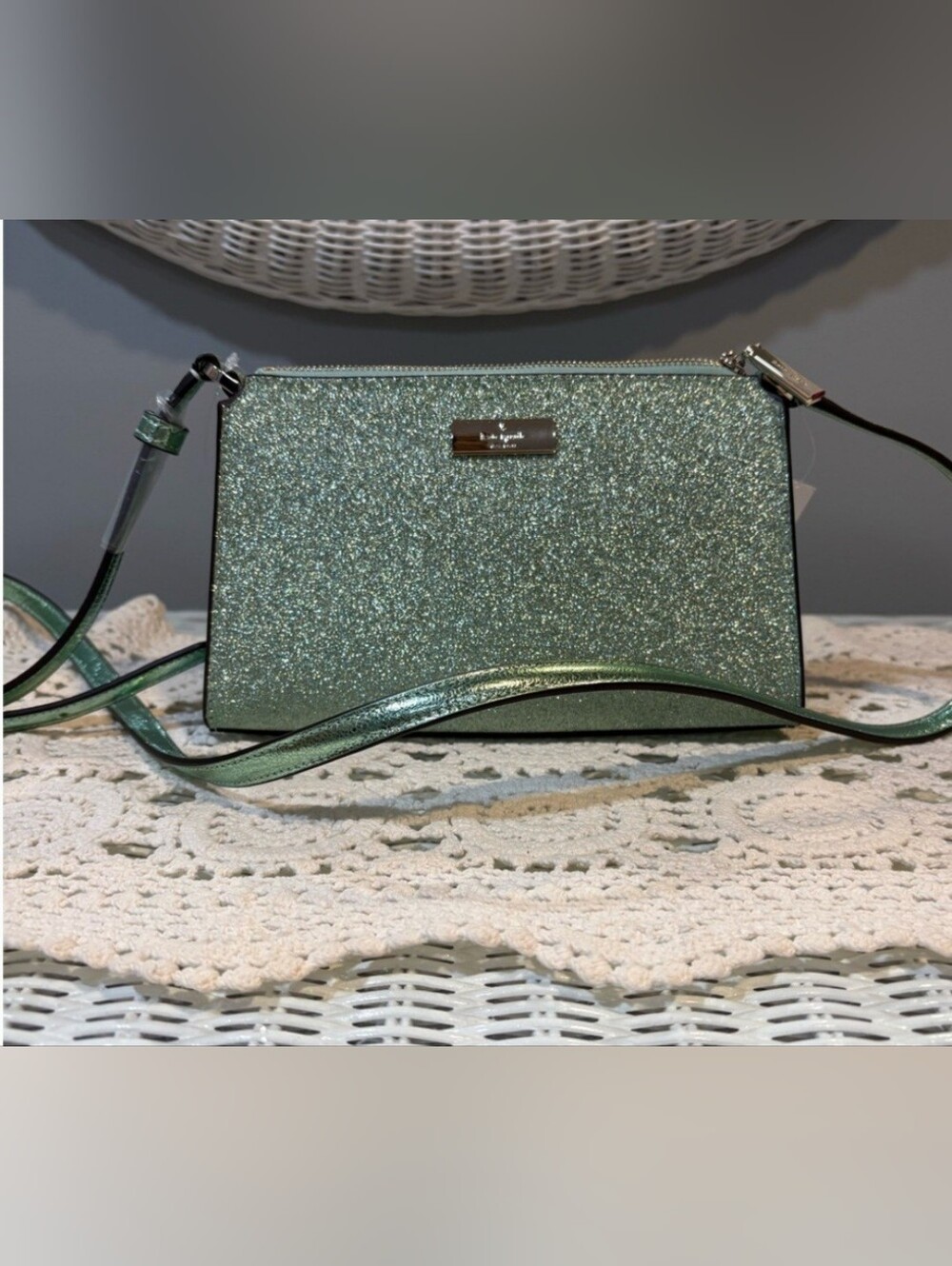 Kate Spade Metallic Green Glitter Bag - Picture 2 of 16